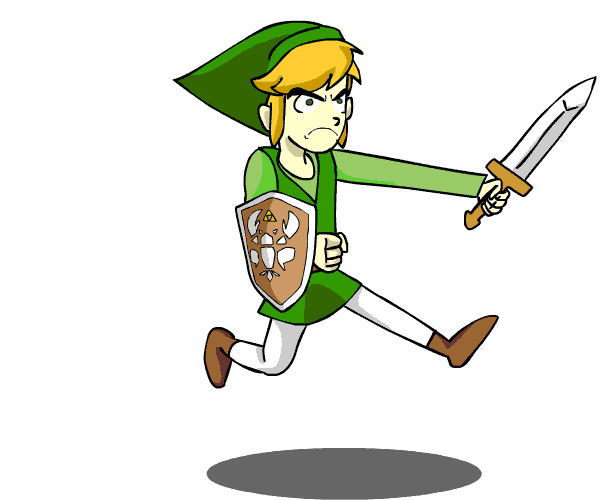 Animación de un personaje de Zelda llamado Link corriendo.